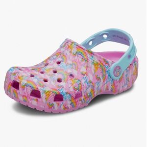 Kids Lisa Frank Crocs Clog‎ Shoes Unicorn Rainbow Pink Blue Size C11